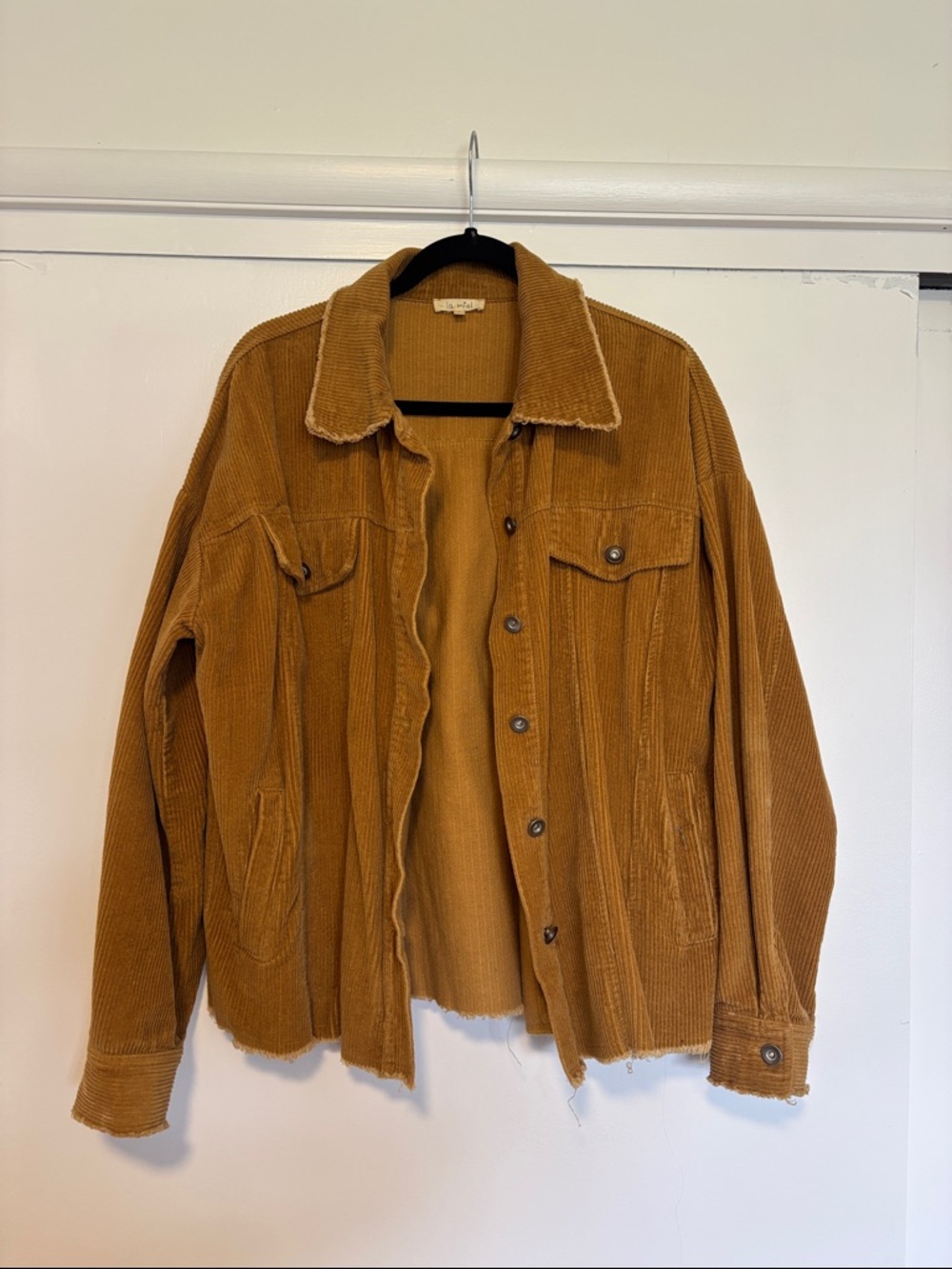 LA MIEL Corduroy Shirt Jacket in Camel Brown